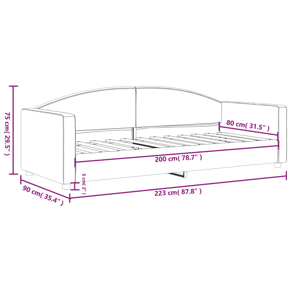 vidaXL Καναπές Κρεβάτι Σκούρο Γκρι 80 x 200 εκ. Υφασμάτινος