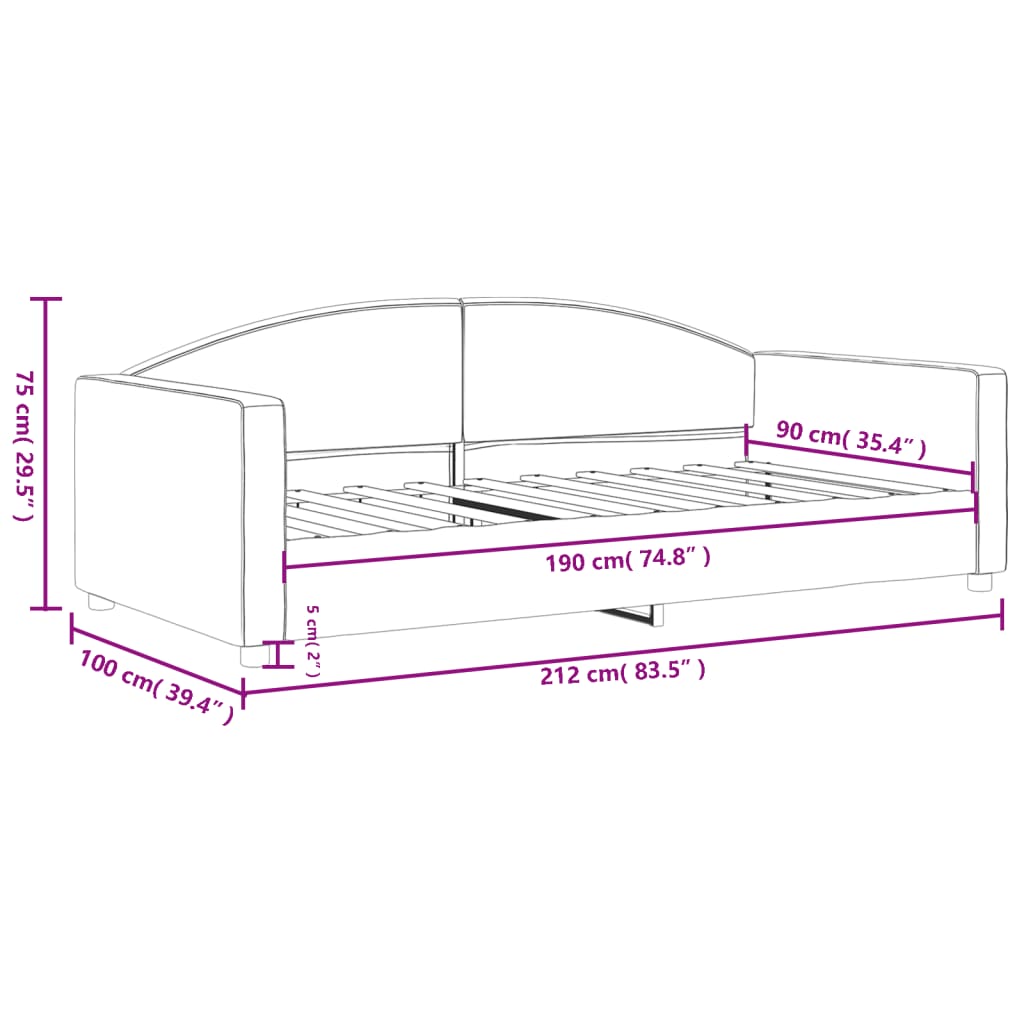 vidaXL Καναπές Κρεβάτι Ανοιχτό Γκρι 90 x 190 εκ. Υφασμάτινος