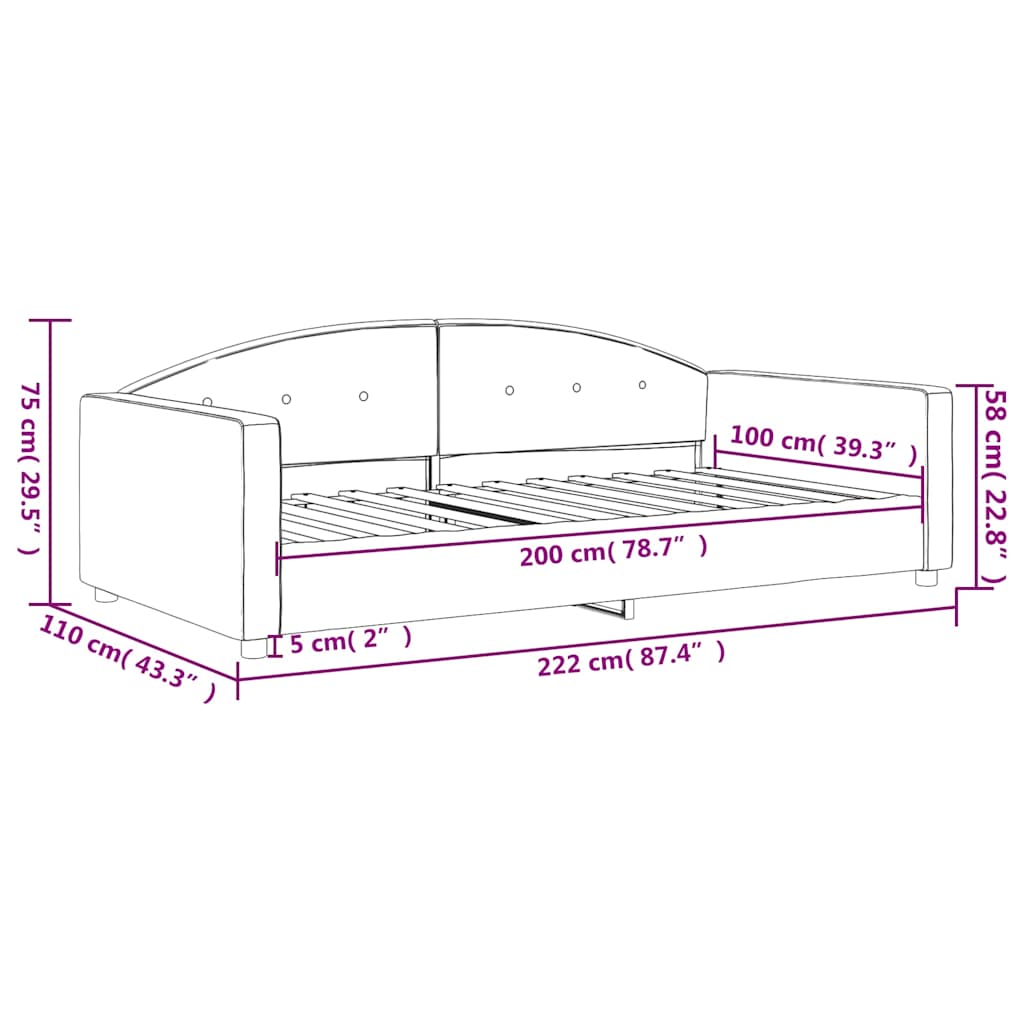 vidaXL Καναπές Κρεβάτι Μπλε 100 x 200 εκ. Βελούδινος
