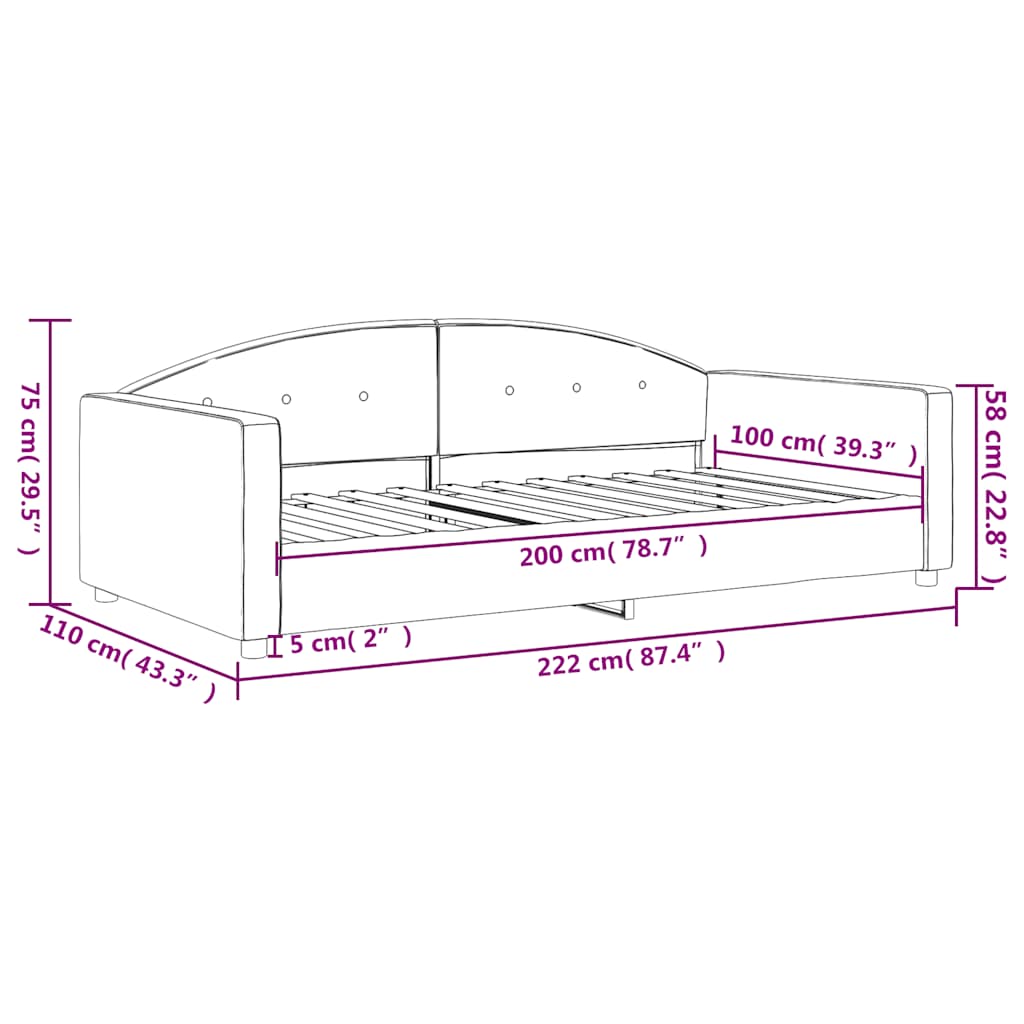 vidaXL Καναπές Κρεβάτι Σκούρο Πράσινο 100 x 200 εκ. Βελούδινος