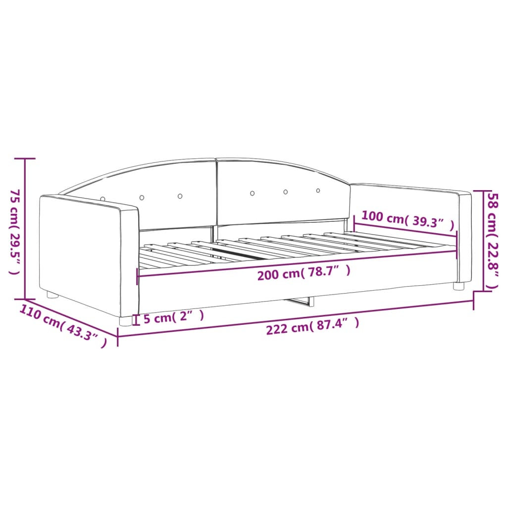 vidaXL Καναπές Κρεβάτι Ροζ 100 x 200 εκ. Βελούδινος