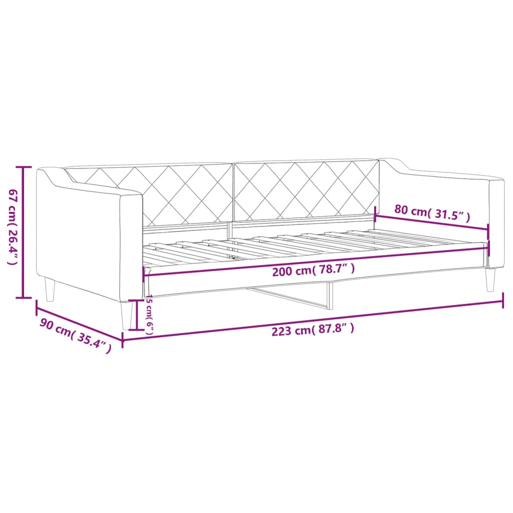 vidaXL Καναπές Κρεβάτι Taupe 80 x 200 εκ. Υφασμάτινος