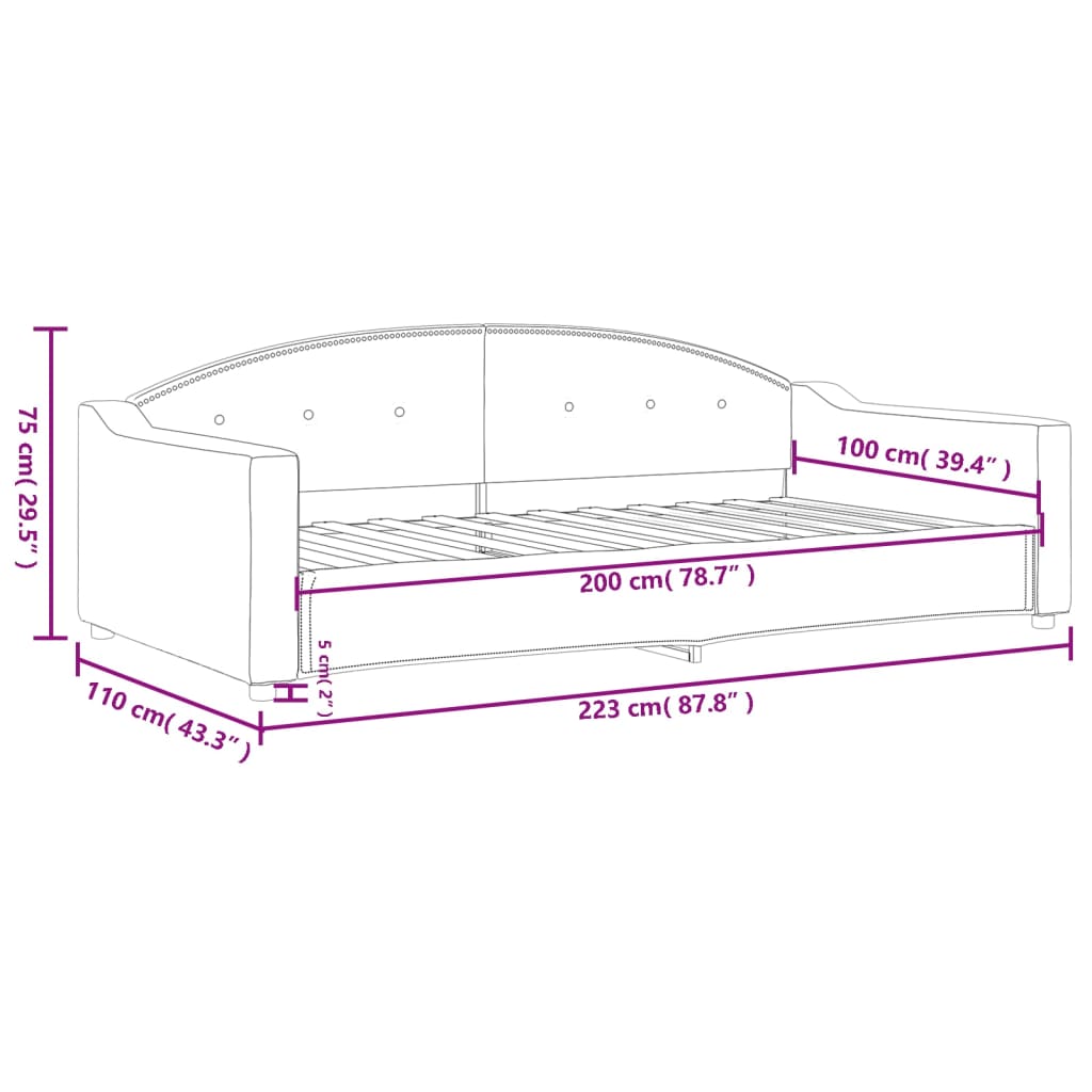 vidaXL Καναπές Κρεβάτι Taupe 100 x 200 εκ. Υφασμάτινος