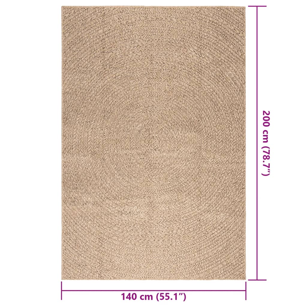 vidaXL Χαλί ZIZUR Όψη Γιούτας Εσωτ. & Εξωτ. Χώρου 140 x 200 εκ.