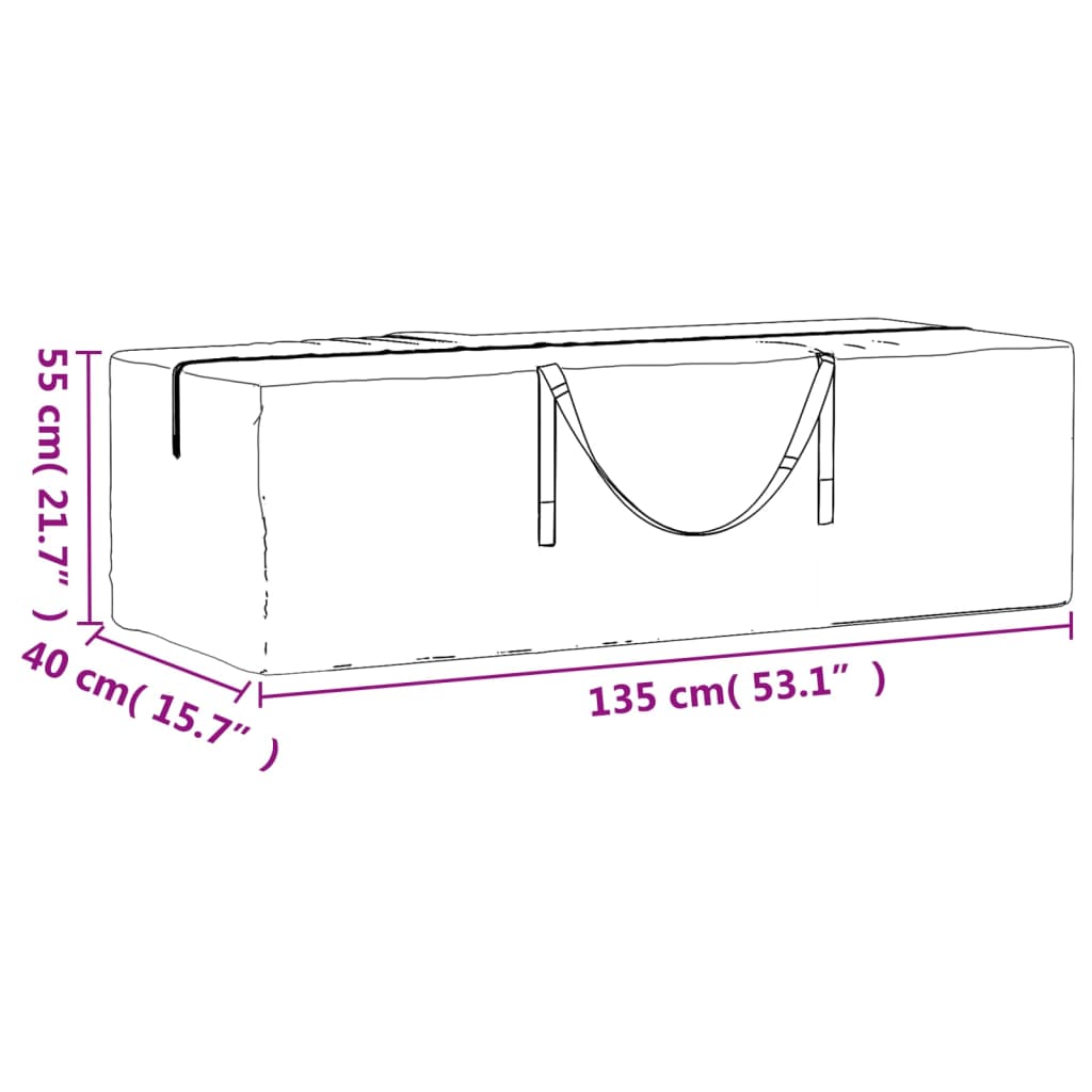 vidaXL Τσάντα Αποθ. Χριστουγ. Δέντρου Μαύρη 135x40x55 εκ. Πολυαιθ/νιο
