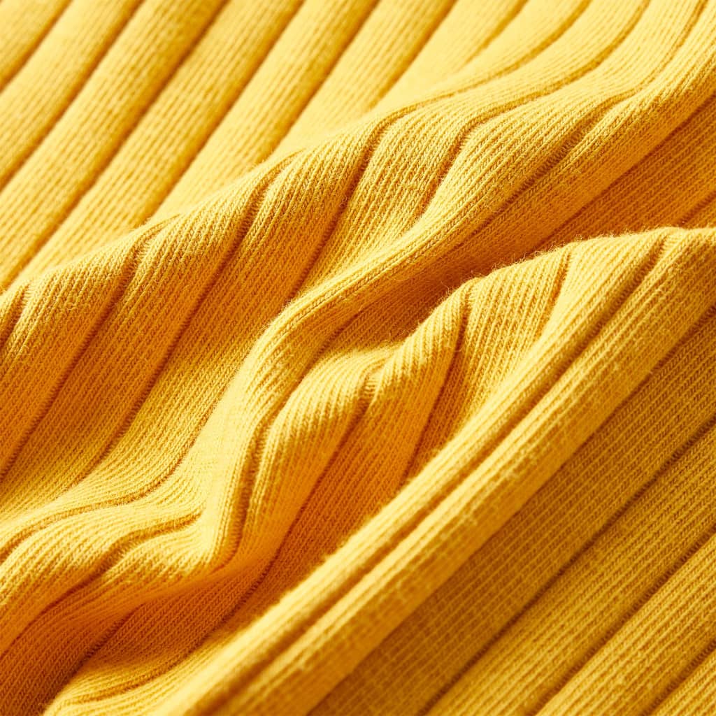 Μπλουζάκι Παιδικό Μακρυμάνικο Πλέξη Ριμπ Χρώμα Σκούρα Ώχρα 104