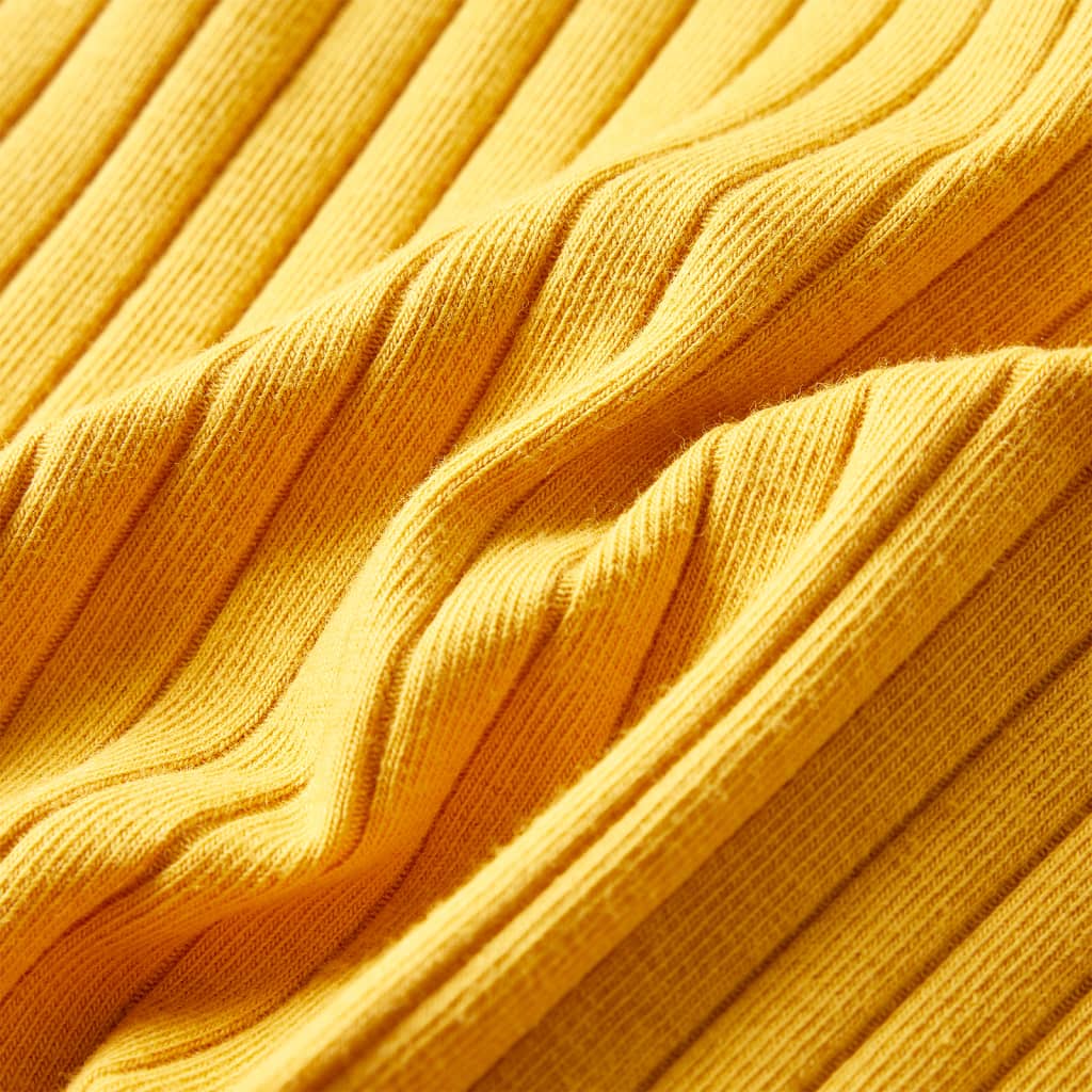 Μπλουζάκι Παιδικό Μακρυμάνικο Πλέξη Ριμπ Χρώμα Σκούρα Ώχρα 140