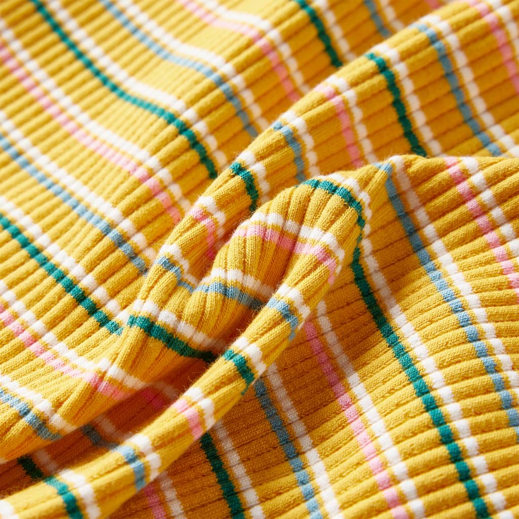 Μπλουζάκι Παιδικό Μακρυμάνικο με Χαμηλό Ζιβάγκο και Ριγές Ώχρα 128