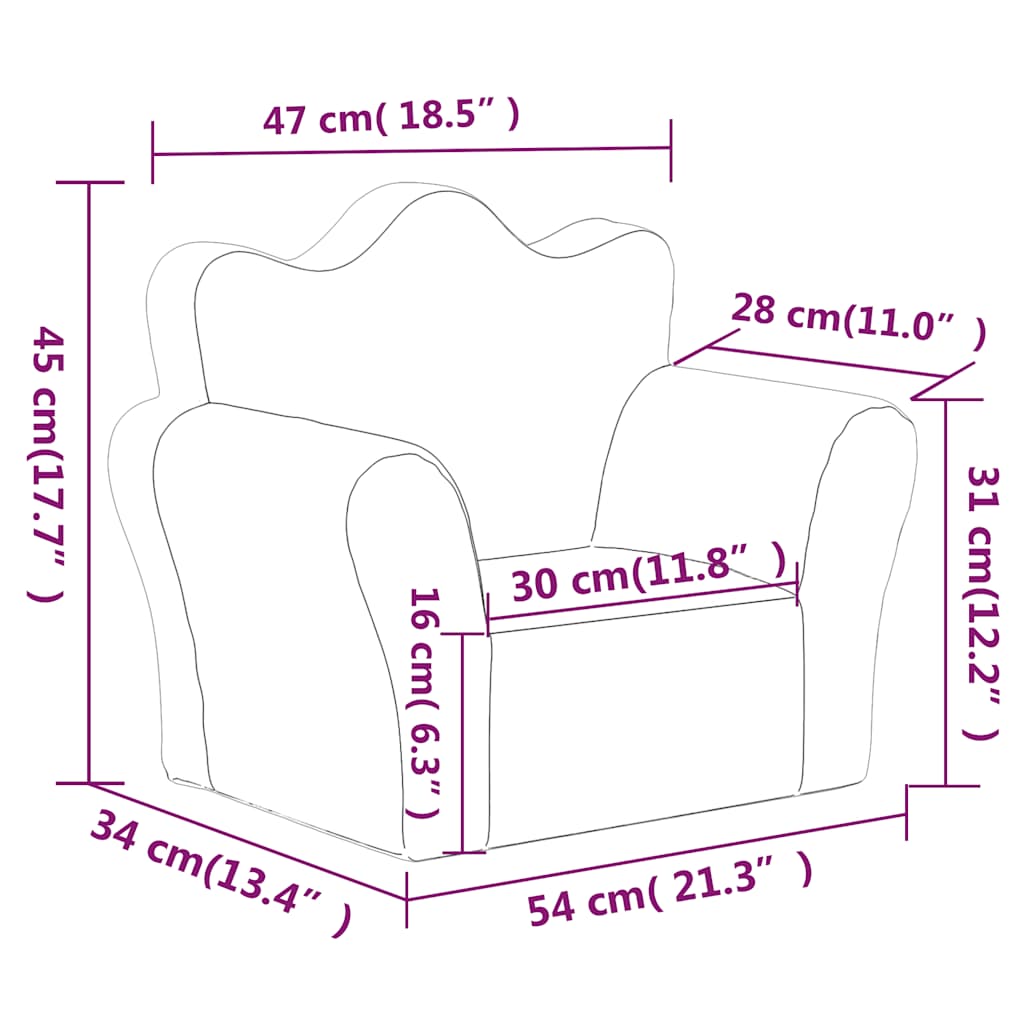 vidaXL Παιδικός καναπές Cream Soft Plush