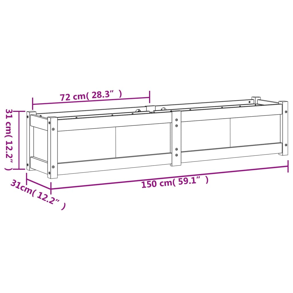 vidaXL Ζαρντινιέρα 150 x 31 x 31 εκ. από Εμποτισμένο Ξύλο Πεύκου