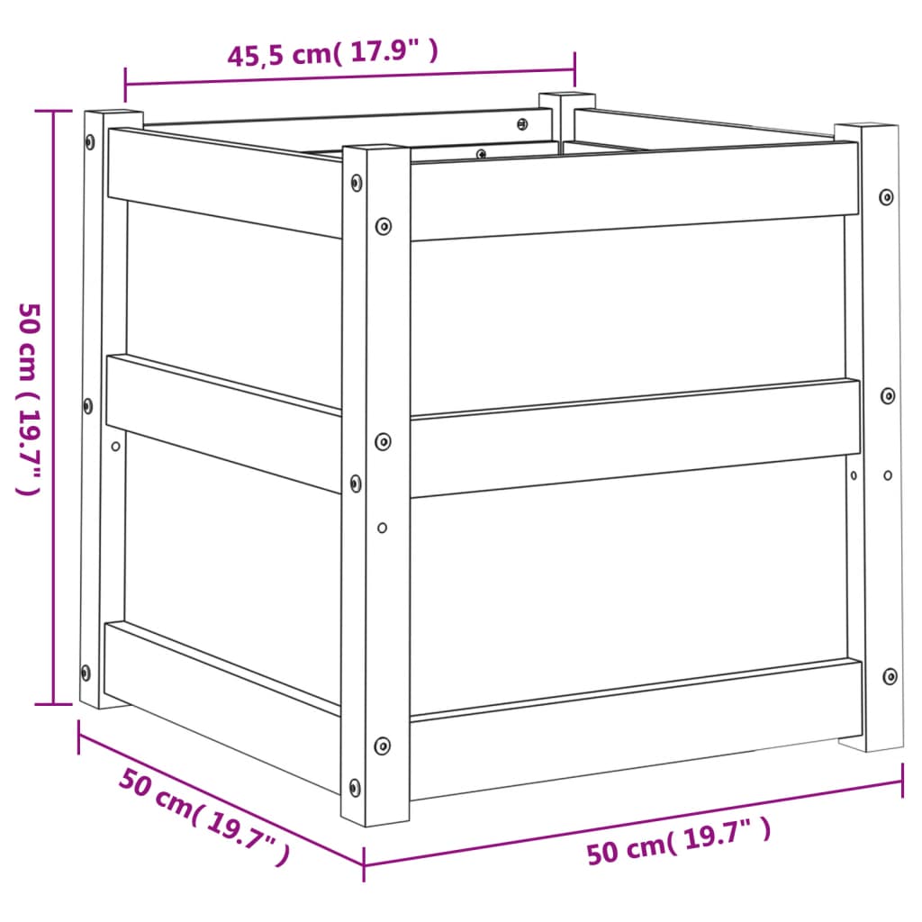 vidaXL Ζαρντινιέρα Καφέ Κεριού 50 x 50 x 50 εκ. από Μασίφ Ξύλο Πεύκου