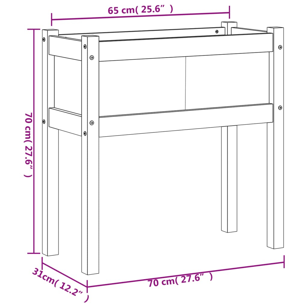 vidaXL Ζαρντινιέρες με Πόδια 70x31x70 εκ από Μασίφ Ξύλο Ψευδοτσούγκας