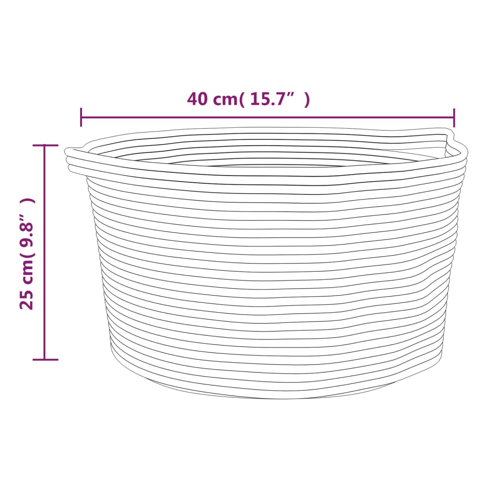 vidaXL Καλάθι Αποθήκευσης Καφέ και Λευκό Ø40 x 25 εκ. Βαμβακερό