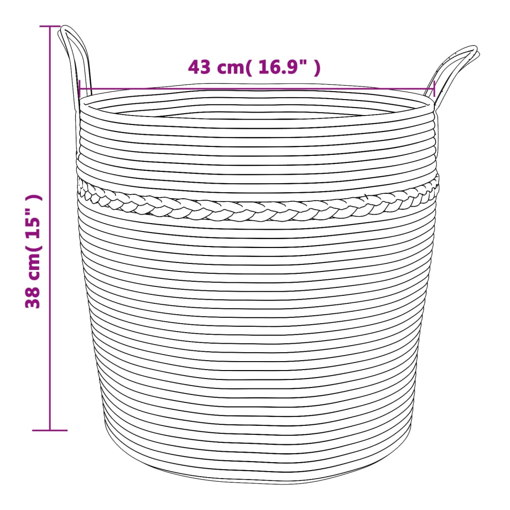 vidaXL Καλάθι Αποθήκευσης Γκρι και Λευκό Ø43 x 38 εκ. Βαμβακερό