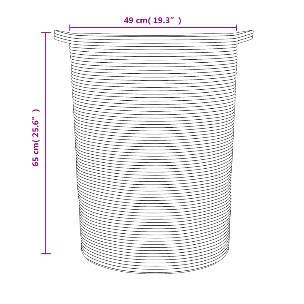 vidaXL Καλάθι Αποθήκευσης Γκρι και Λευκό Ø49x65 εκ. Βαμβακερό