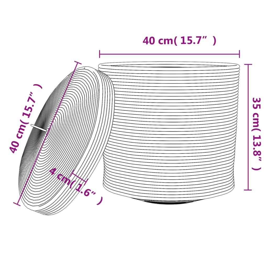 vidaXL Καλάθι Αποθήκευσης με Καπάκι Καφέ/Λευκό Ø40x35 εκ. Βαμβακερό