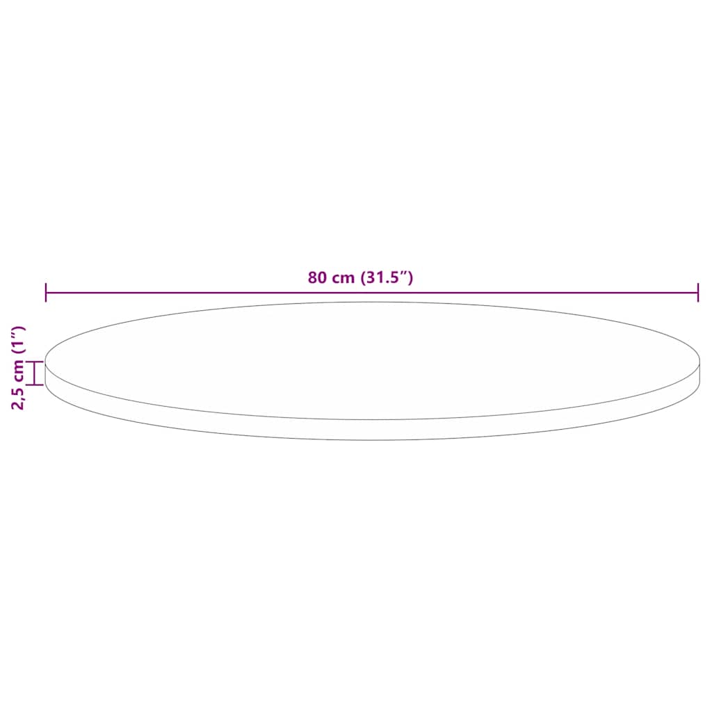 vidaXL Επιφάνεια Τραπεζιού Στρογγυλή Ø80x2,5εκ Μασίφ Ανακυκλωμένο Ξύλο