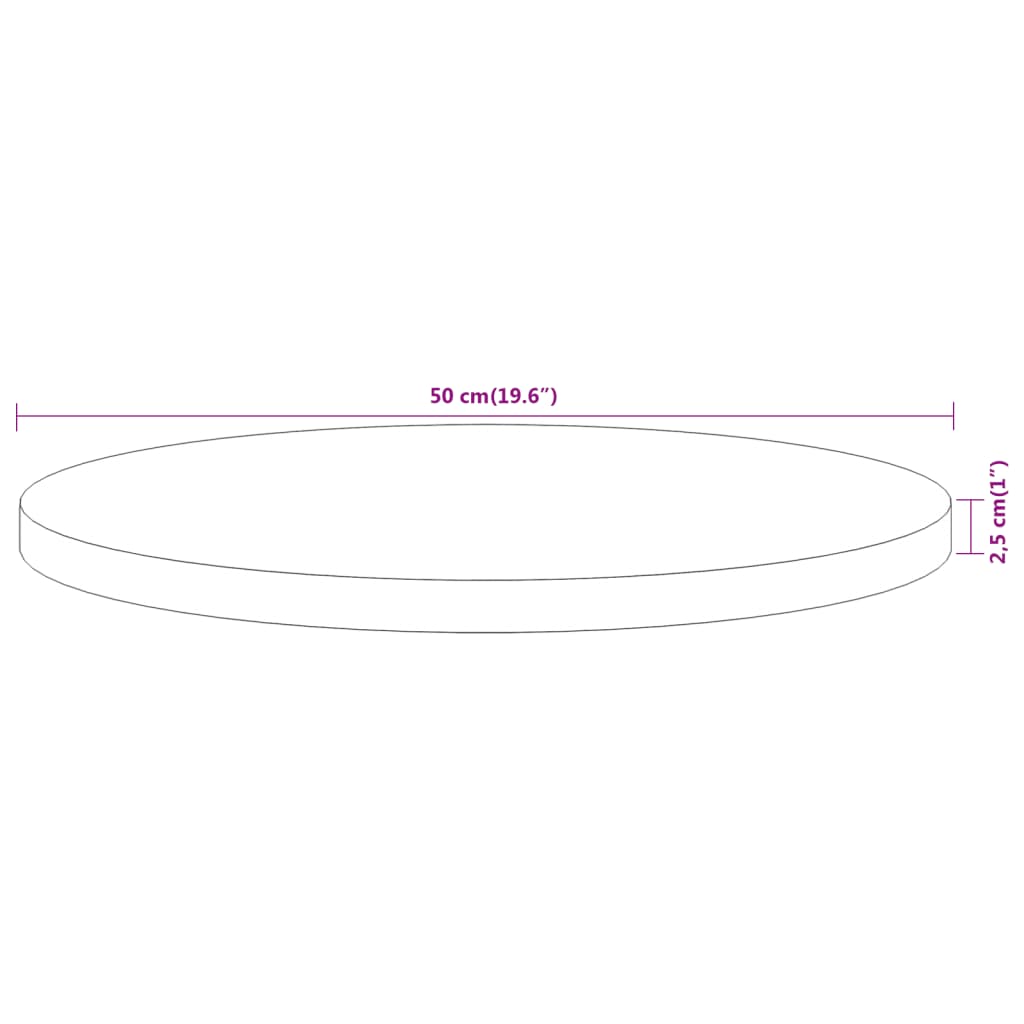vidaXL Επιφάνεια Τραπεζιού Στρογγυλή Ø50x2,5 εκ. Μασίφ Ξύλο Ακακίας