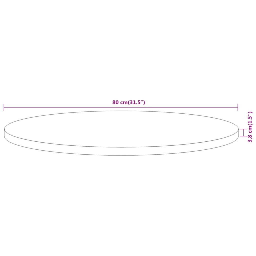 vidaXL Επιφάνεια Τραπεζιού Στρογγυλή Ø80x3,8 εκ. Μασίφ Ξύλο Ακακίας
