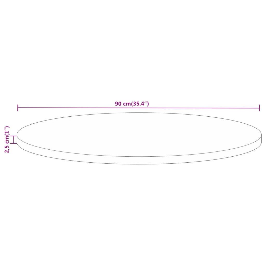 vidaXL Επιφάνεια Τραπεζιού Στρογγυλή Ø90x2,5εκ Μασίφ Ξύλο Μάνγκο