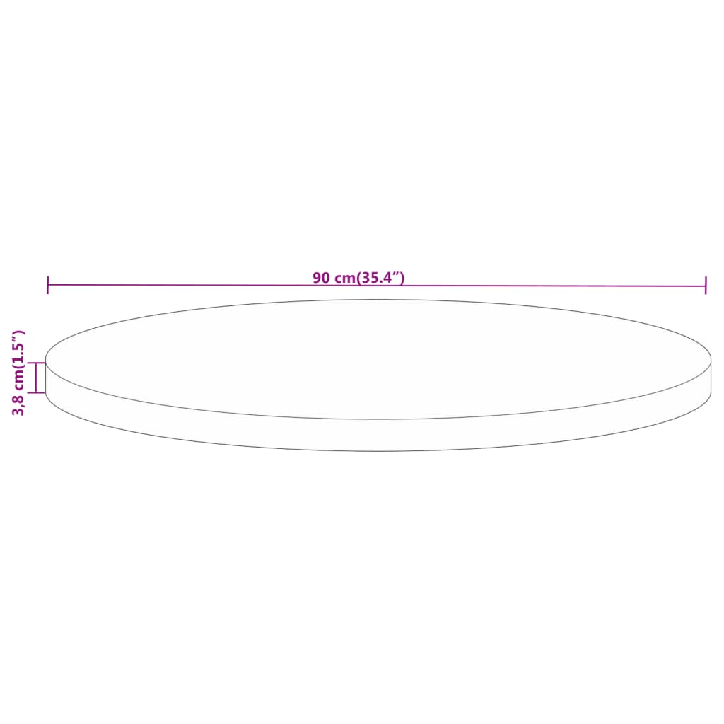vidaXL Επιφάνεια Τραπεζιού Στρογγυλή Ø90x3,8 εκ. Μασίφ Ξύλο Μάνγκο