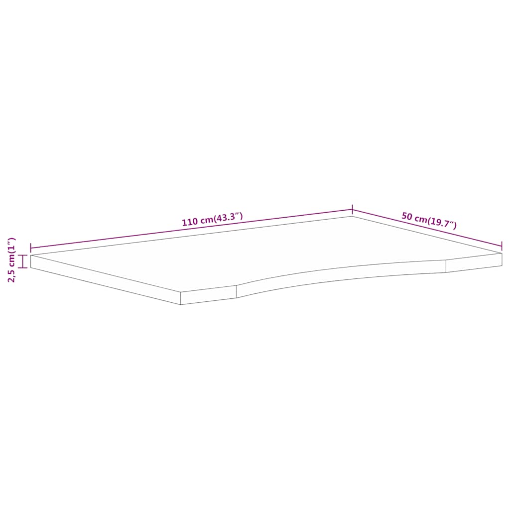 vidaXL Επιφάνεια Γραφείου Καμπύλη 110x50x2,5 εκ Μασίφ Ακατ. Μάνγκο
