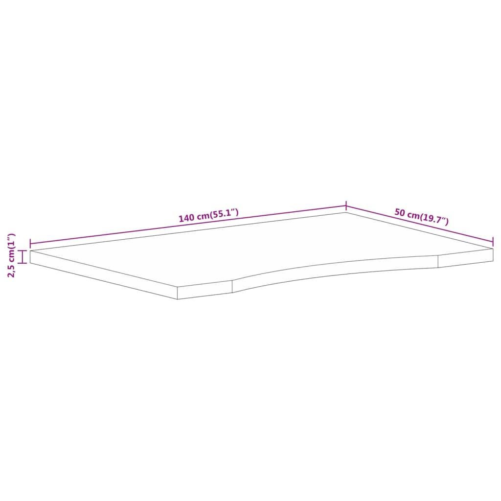 vidaXL Επιφάνεια Γραφείου Καμπύλη 140x50x2,5 εκ Μασίφ Ακατ. Μάνγκο