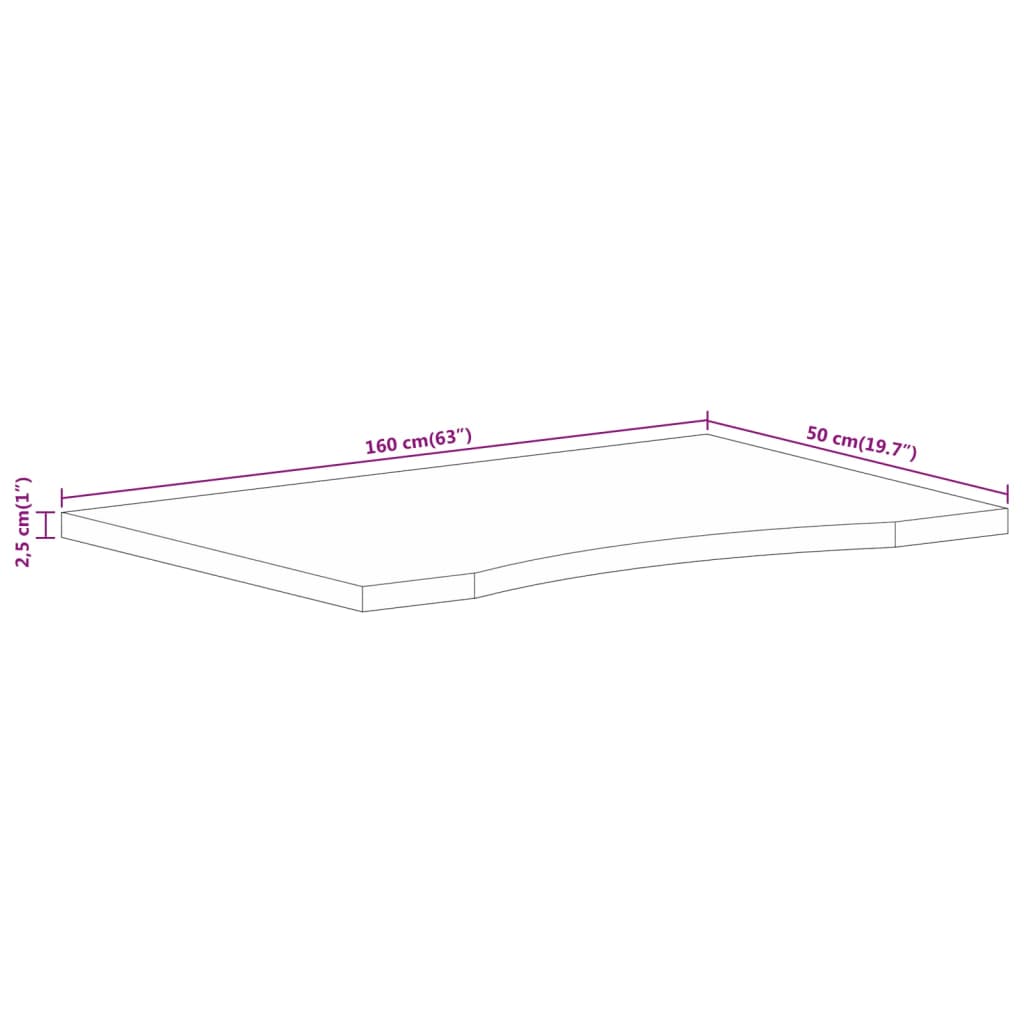 vidaXL Επιφάνεια Γραφείου Καμπύλη 160x50x2,5 εκ Μασίφ Ακατ. Μάνγκο