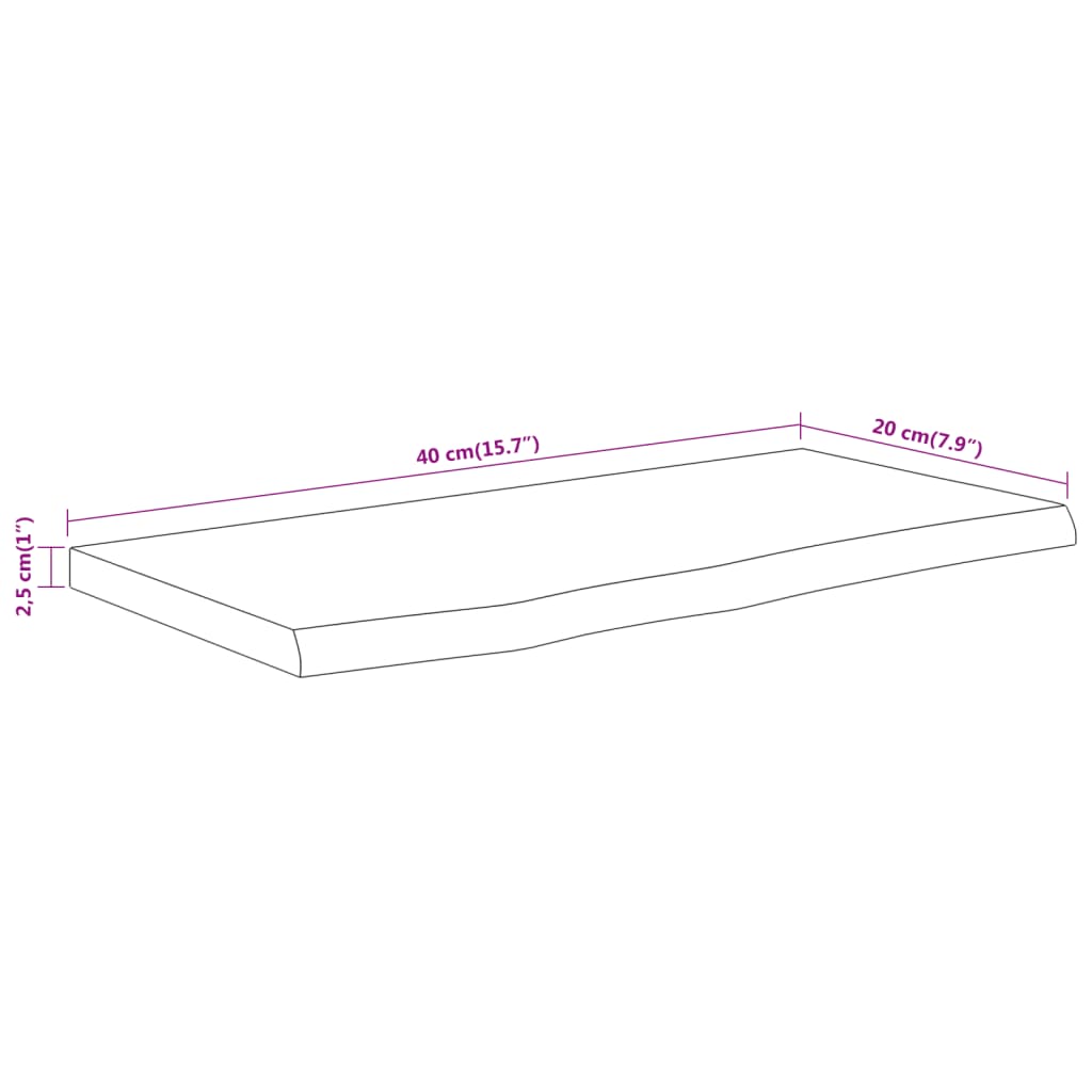 vidaXL Ράφι Επιτοίχιο Ορθ. Live Edge 40x20x2,5 εκ. Μασίφ Ξύλο Ακακίας