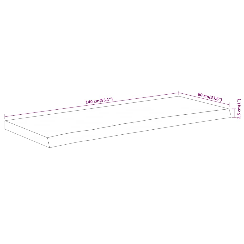 vidaXL Πάγκος Μπάνιου Ορθογώνιος 140x60x2,5 εκ. από Μασίφ Ξύλο Ακακίας