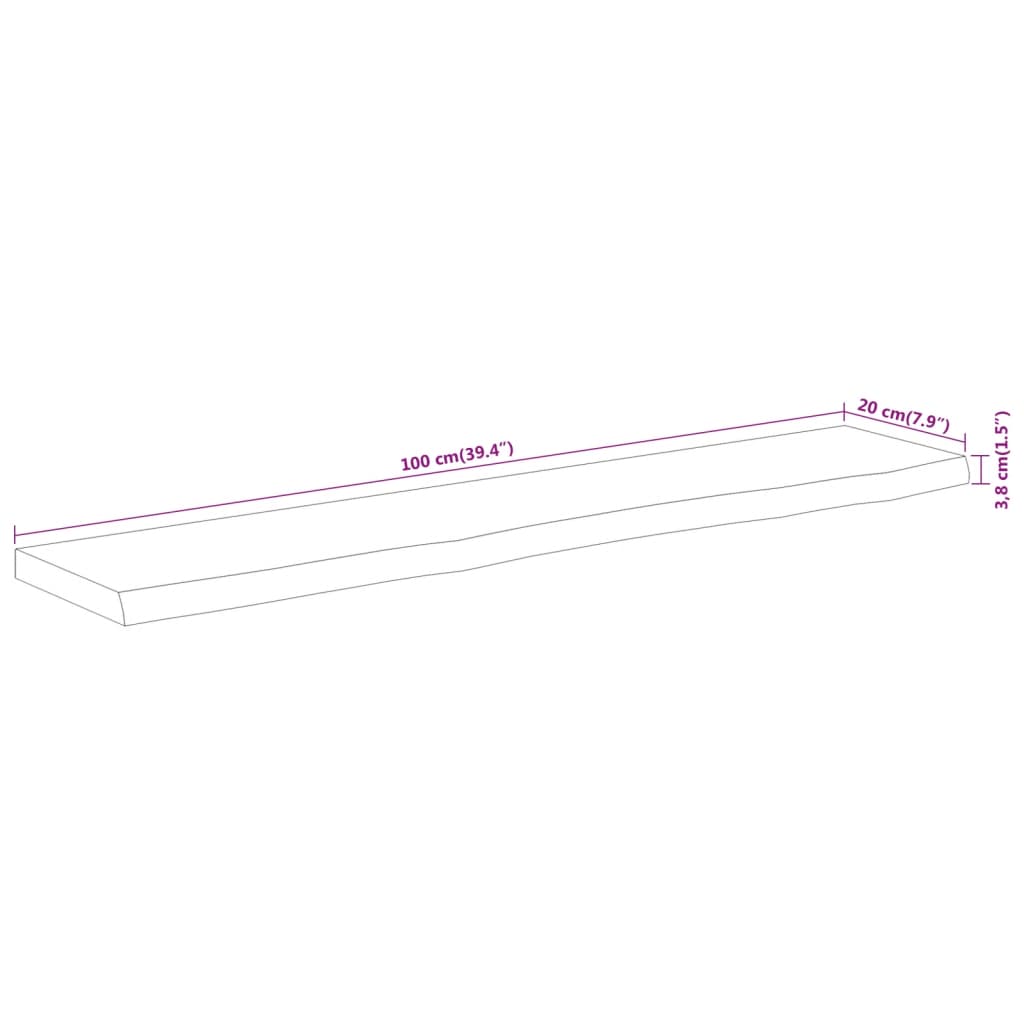 vidaXL Ράφι Επιτοίχιο Ορθ. Live Edge 100x20x3,8 εκ. Μασίφ Ξύλο Ακακίας