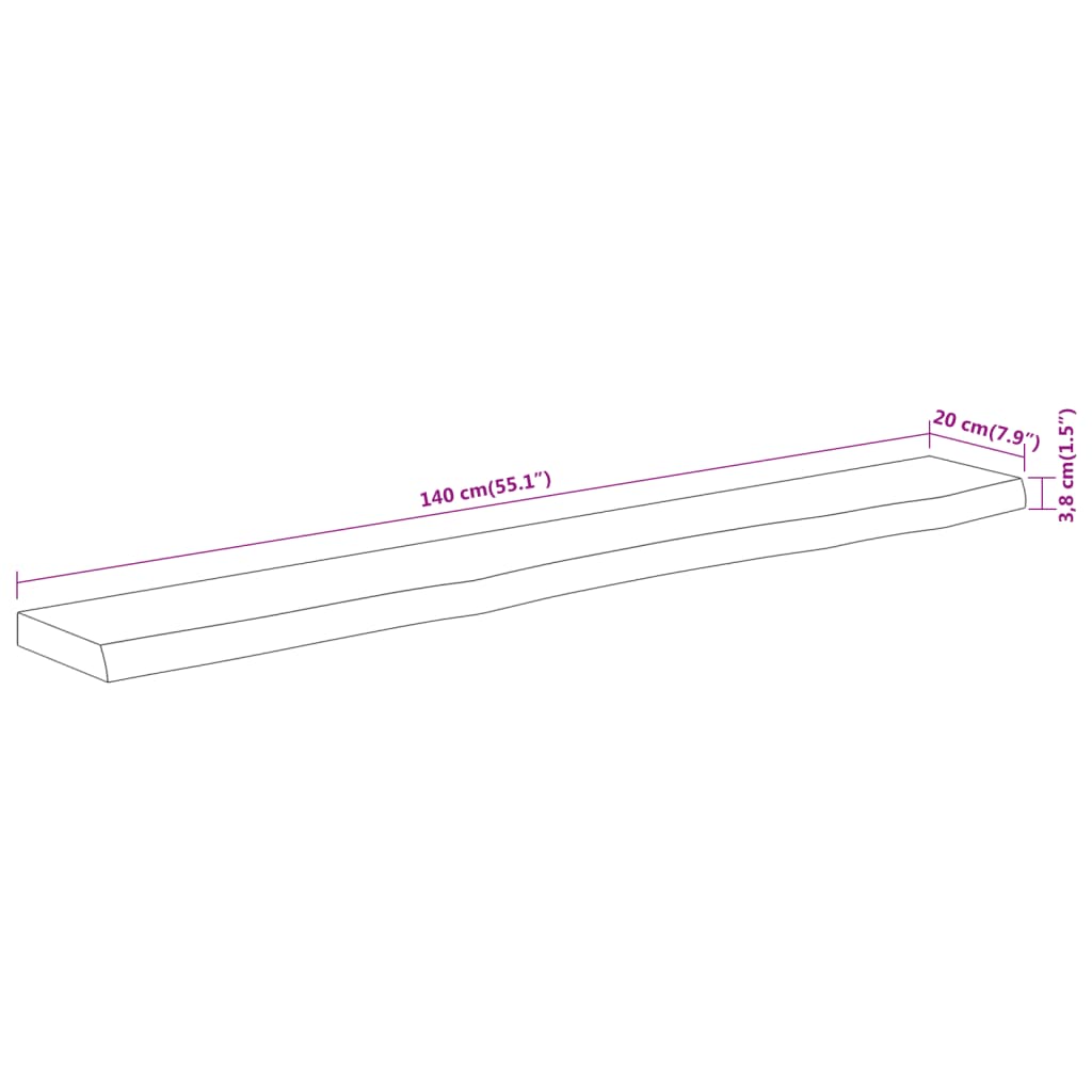 vidaXL Ράφι Επιτοίχιο Ορθ. Live Edge 140x20x3,8 εκ. Μασίφ Ξύλο Ακακίας