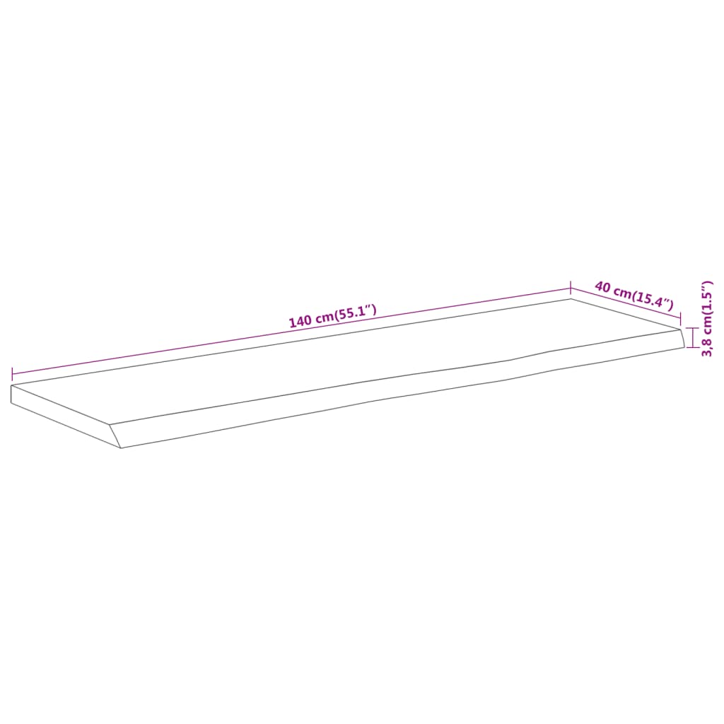 vidaXL Επιφάνεια Τραπεζιού Ορθογώνια 140x40x3,8 εκ. Μασίφ Ξύλο Ακακίας