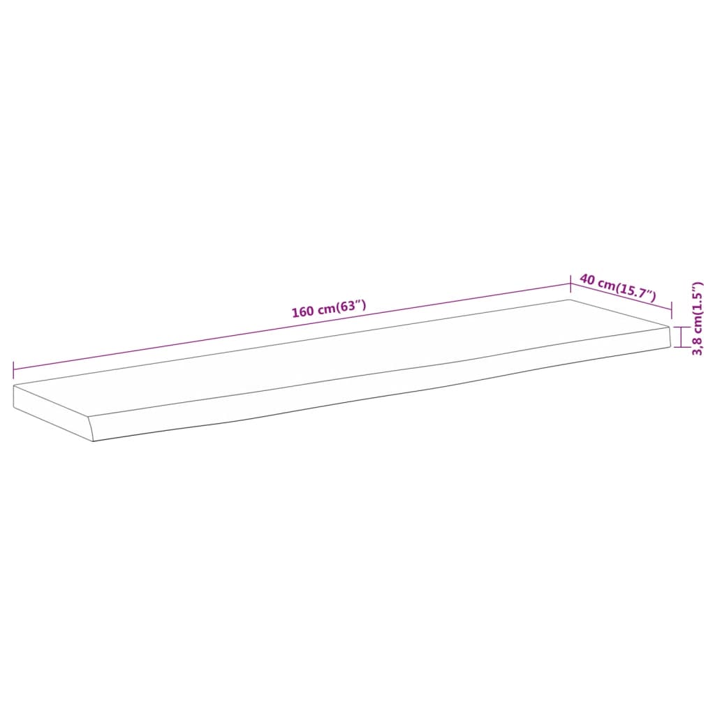 vidaXL Επιφάνεια Τραπεζιού Ορθογώνια 160x40x3,8 εκ. Μασίφ Ξύλο Ακακίας