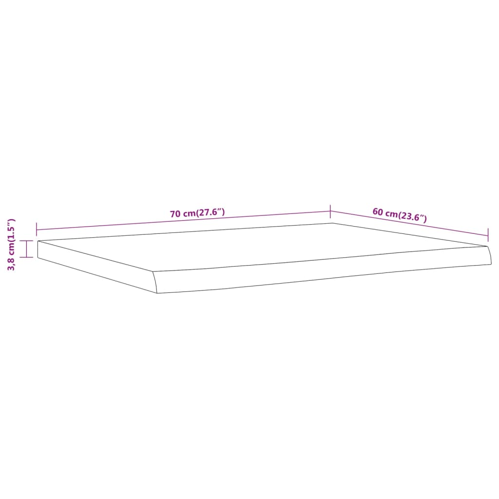 vidaXL Πάγκος Μπάνιου Ορθογώνιος 70x60x3,8 εκ. από Μασίφ Ξύλο Ακακίας