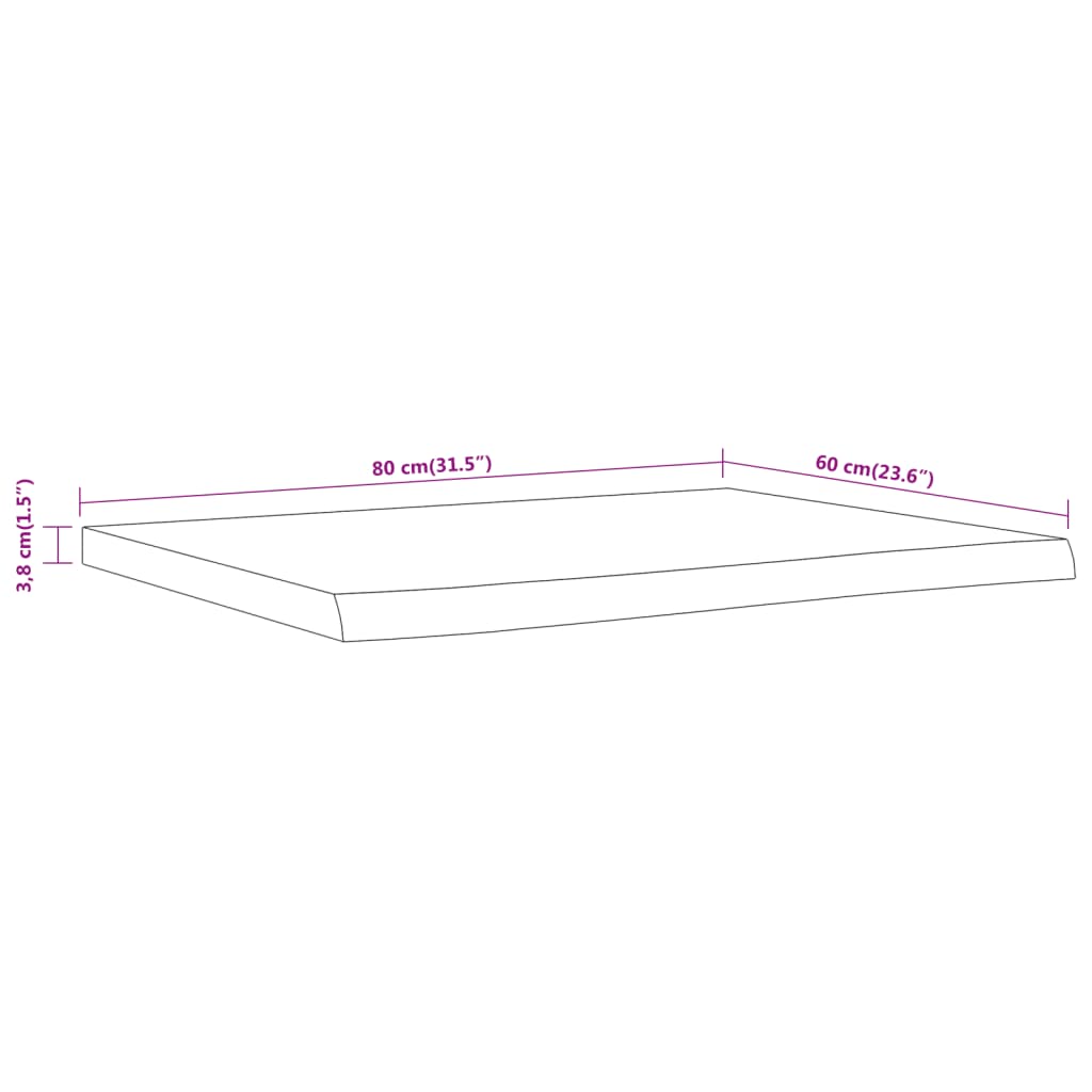 vidaXL Πάγκος Μπάνιου Ορθογώνιος 80x60x3,8 εκ. από Μασίφ Ξύλο Ακακίας