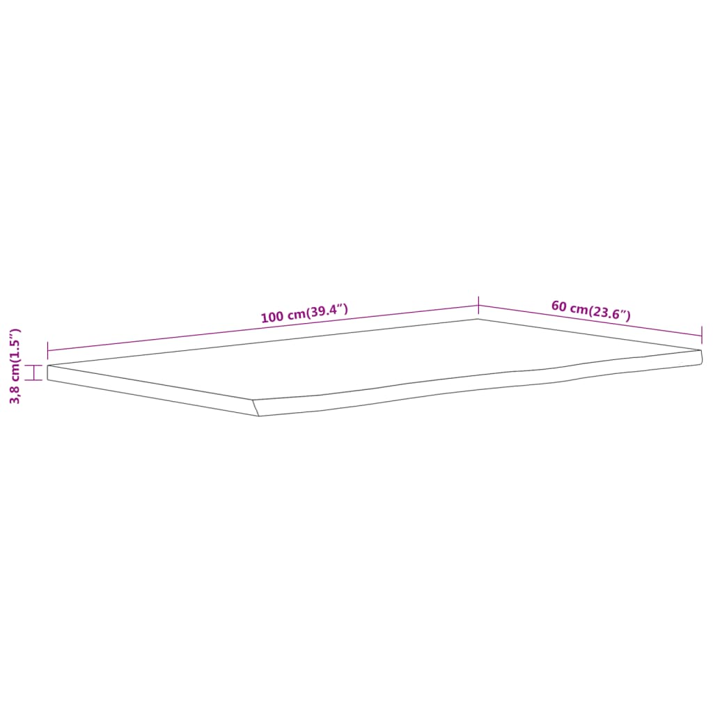vidaXL Πάγκος Μπάνιου Ορθογώνιος 100x60x3,8 εκ. από Μασίφ Ξύλο Ακακίας