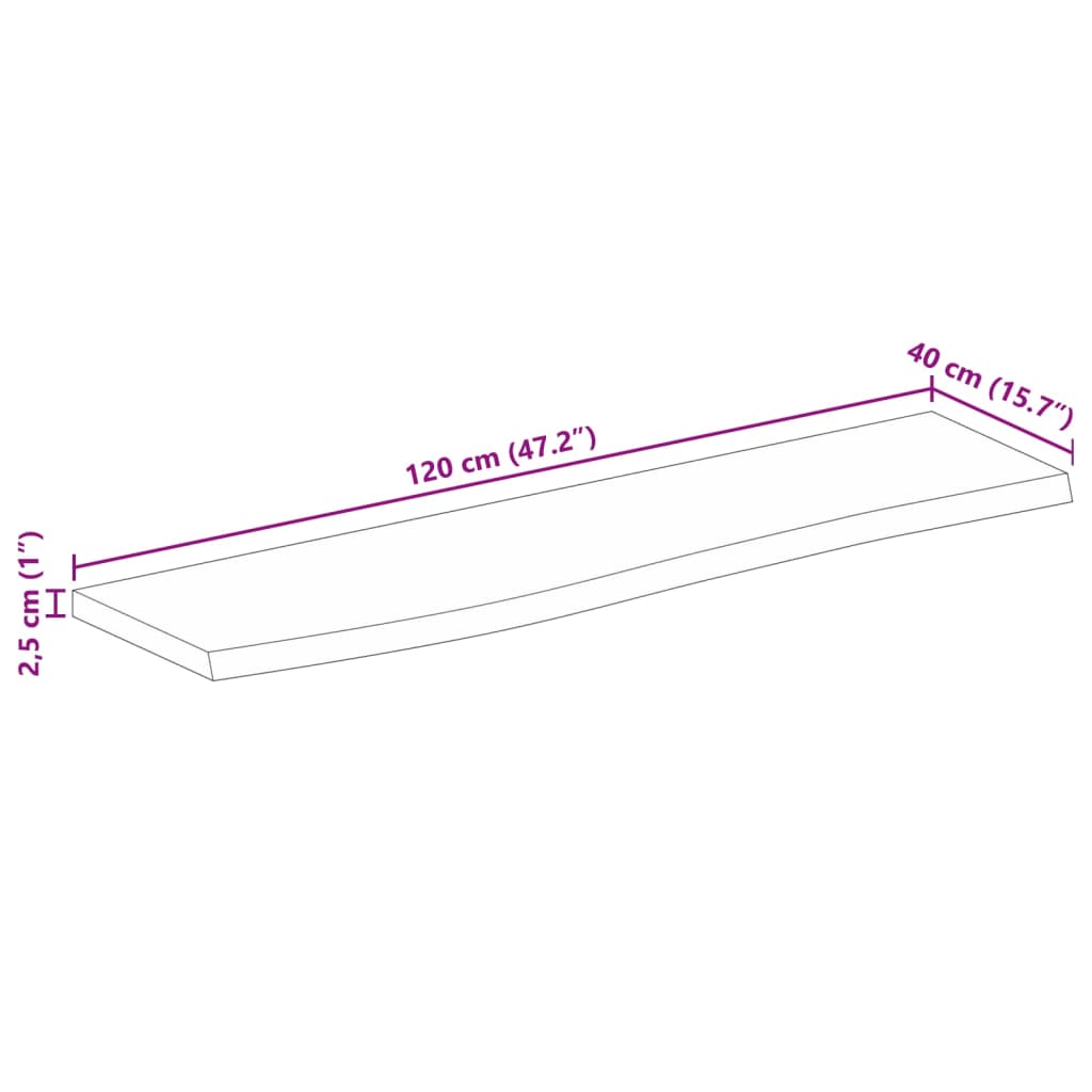 vidaXL Επιφάνεια Τραπεζιού 120x40x2,5 εκ. Live Edge Μασίφ Ξύλο Μάνγκο