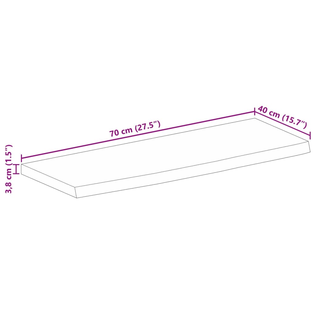 vidaXL Επιφάνεια Τραπεζιού 70x40x3,8 εκ. Live Edge Μασίφ Ξύλο Μάνγκο