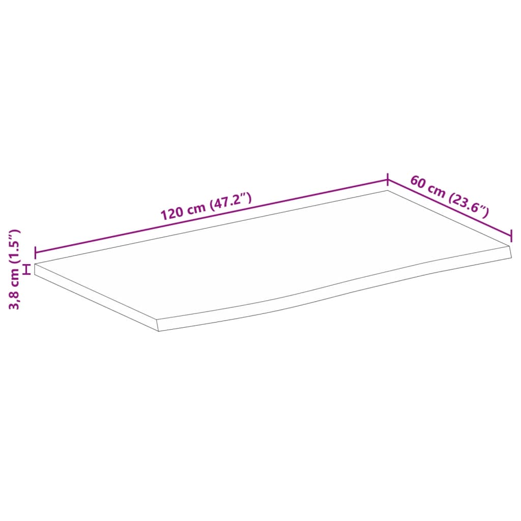 vidaXL Επιφάνεια Τραπεζιού 120x60x3,8 εκ. Live Edge Μασίφ Ξύλο Μάνγκο