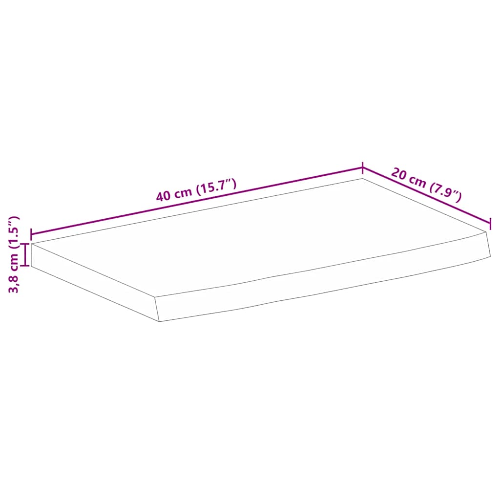 vidaXL Επιφάνεια Τραπεζιού 40x20x3,8 εκ. Live Edge Μασίφ Ξύλο Μάνγκο