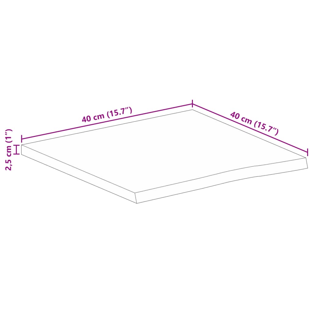 vidaXL Επιφάνεια Τραπεζιού 40x40x2,5 εκ. Live Edge Μασίφ Ξύλο Μάνγκο