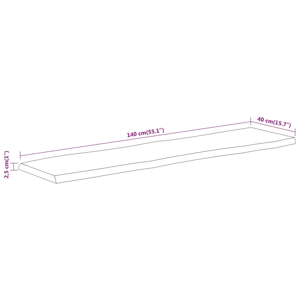 vidaXL Επιφάνεια Τραπεζιού Ορθογώνια 140x40x2,5 εκ. Μασίφ Ξύλο Ακακίας