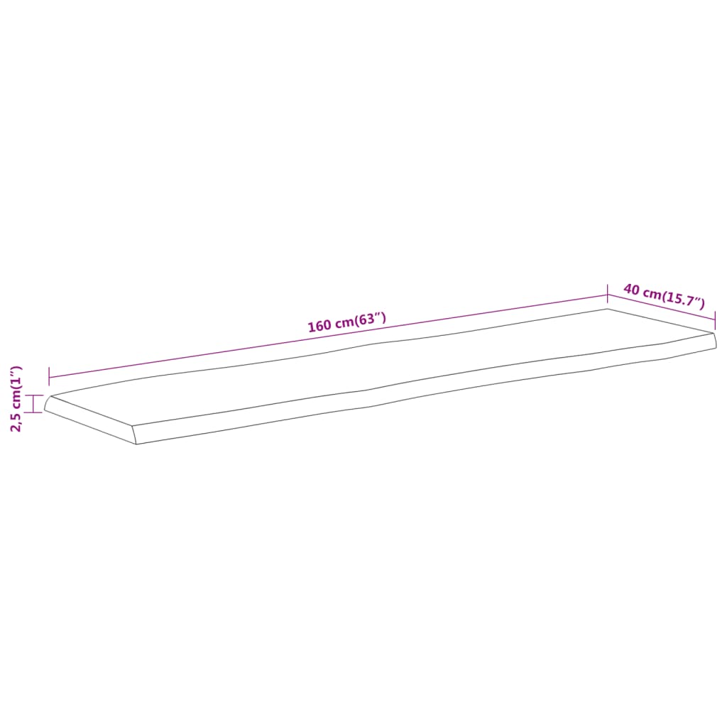 vidaXL Επιφάνεια Τραπεζιού Ορθογώνια 160x40x2,5εκ. Μασίφ Ξύλο Ακακίας
