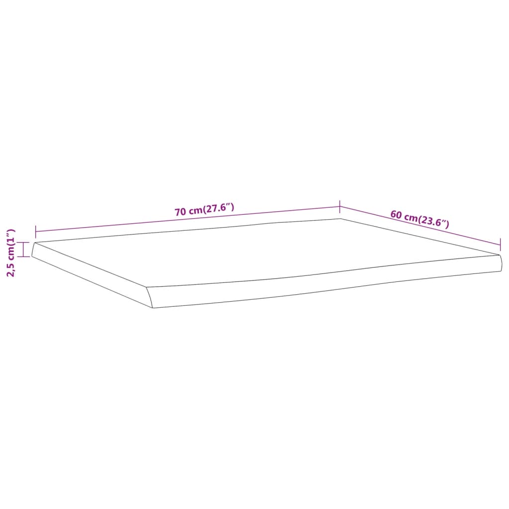 vidaXL Επιφάνεια Τραπεζιού Ορθογώνια 70x60x2,5 εκ. Μασίφ Ξύλο Ακακίας