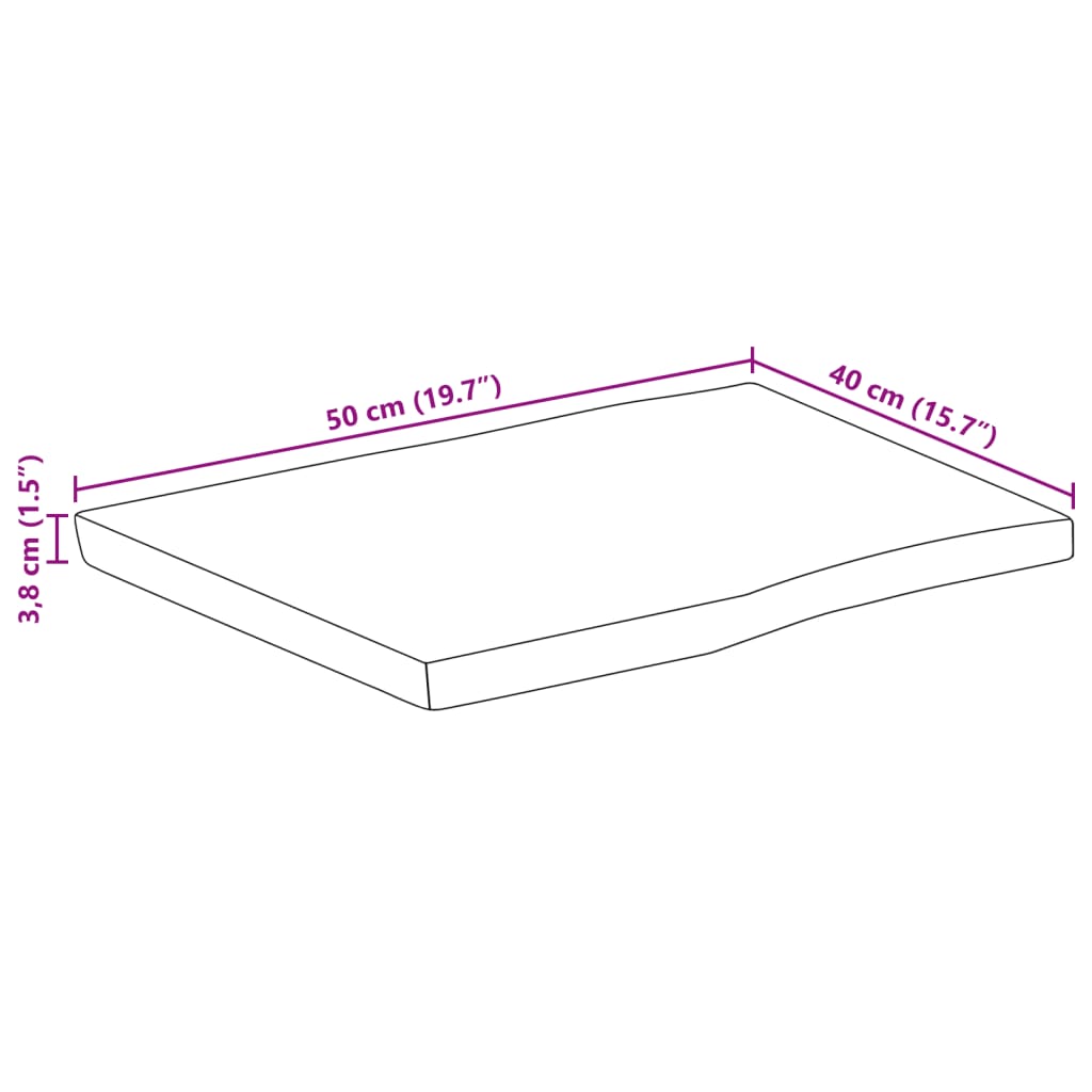 vidaXL Επιφάνεια Τραπεζιού Ορθογώνια 50x40x3,8 εκ. Μασίφ Ξύλο Ακακίας