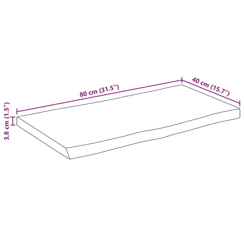 vidaXL Επιφάνεια Τραπεζιού Ορθογώνια 80x40x3,8 εκ. Μασίφ Ξύλο Ακακίας
