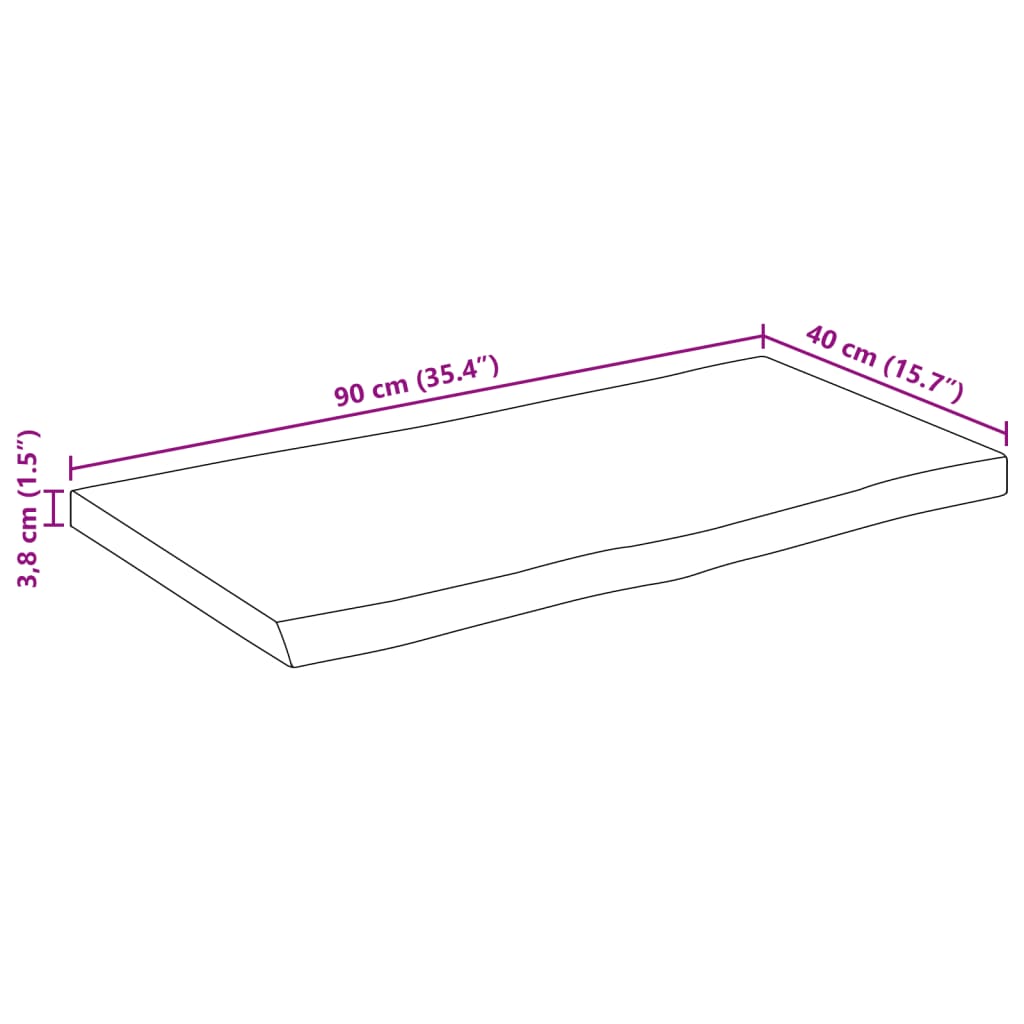 vidaXL Επιφάνεια Τραπεζιού Ορθογώνια 90x40x3,8 εκ. Μασίφ Ξύλο Ακακίας