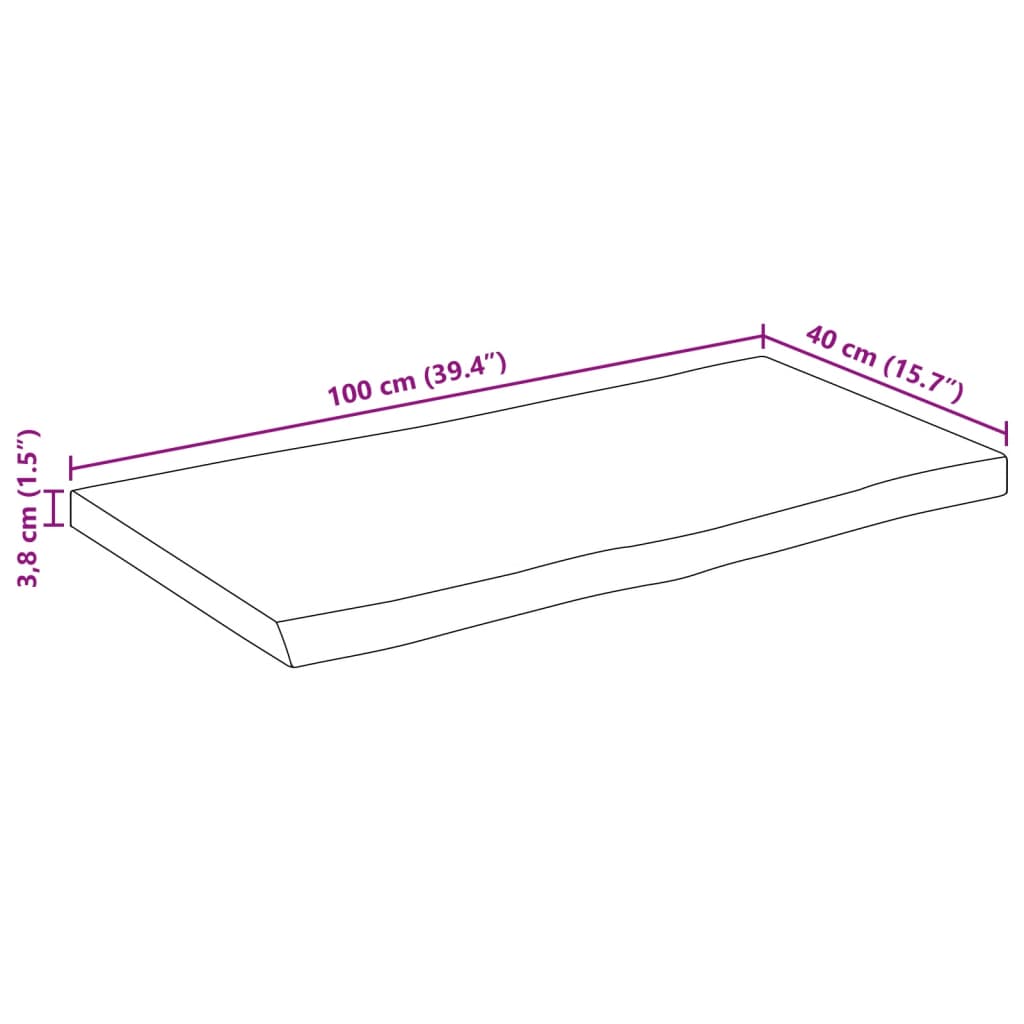 vidaXL Επιφάνεια Τραπεζιού Ορθογώνια 100x40x3,8 εκ. Μασίφ Ξύλο Ακακίας