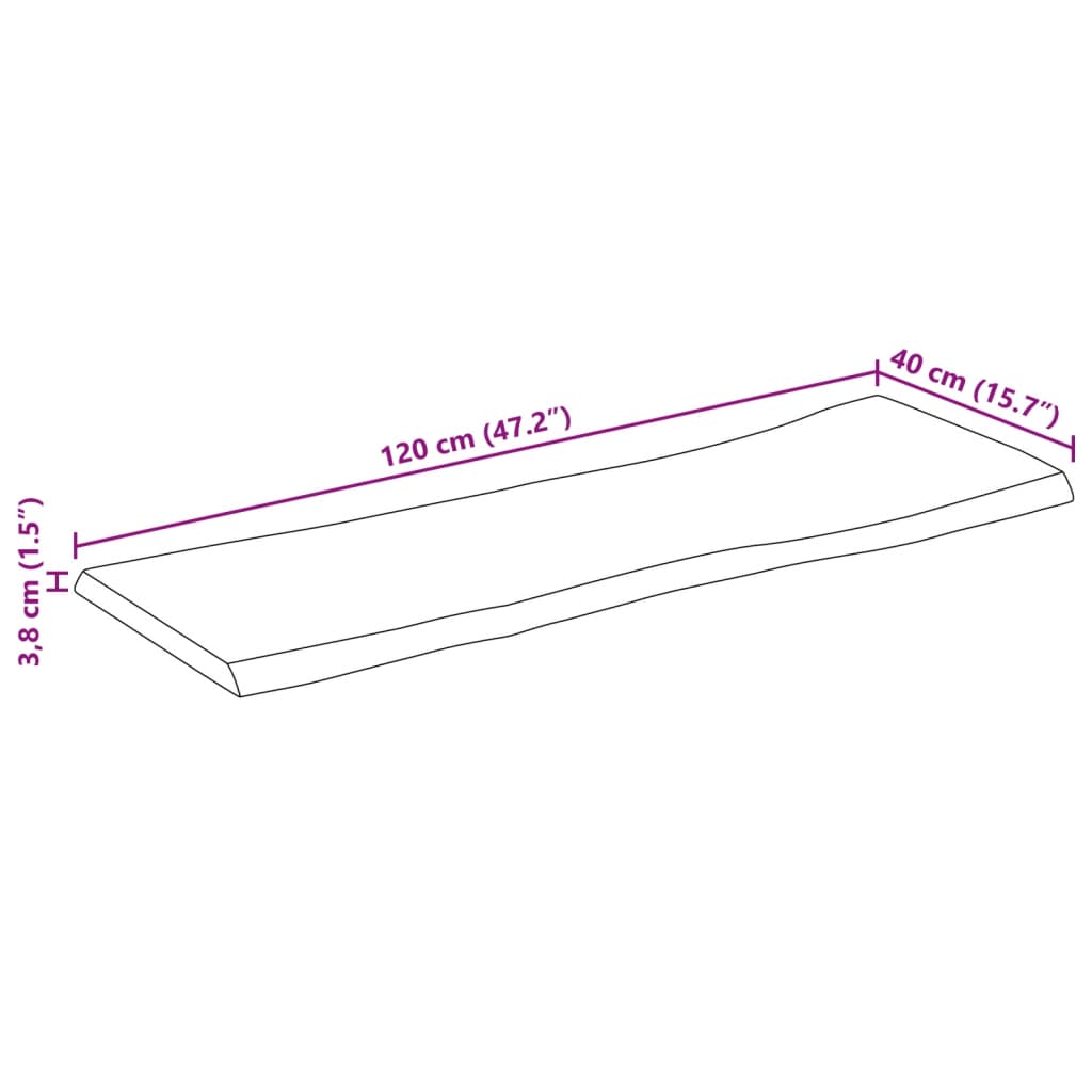vidaXL Επιφάνεια Τραπεζιού Ορθογώνια 120x40x3,8 εκ. Μασίφ Ξύλο Ακακίας